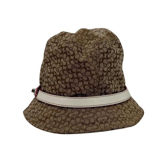 Vtg Y2K Coach Signature Brown Bucket Hat | Preppy Grunge Coastal Grandmother P/S - Picture 6 of 15